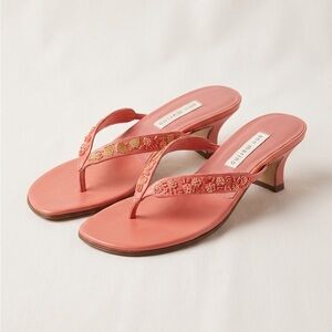 Conquette Y2K Ann Marino Pink Coral Beaded Kitten Heels